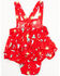 Image #3 - Wrangler Infant Girls' Conversation Print Ruffle Overalls, Red, hi-res