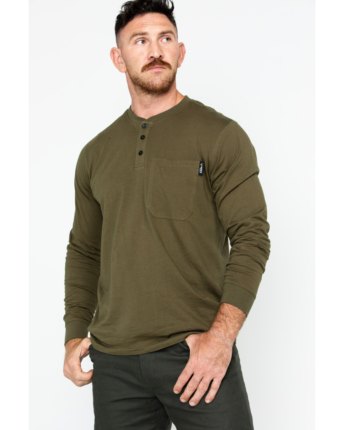 Image #1 - Hawx Men's Pocket Henley Long Sleeve Work Shirt, , hi-res