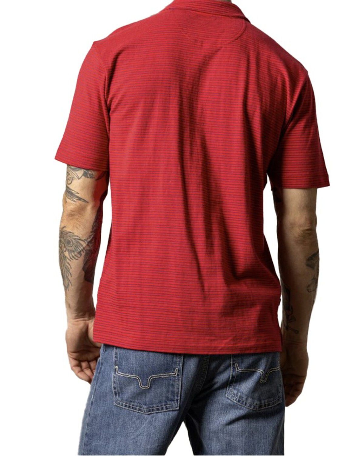 Image #3 - Kimes Ranch Men's Harlan Striped Short Sleeve Button-Down Polo Shirt, Red, hi-res