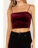 Sadie & Sage Women's Misty Velvet Crop Cami Top, Wine, hi-res