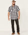 Brothers & Sons Men's Large Plaid Short Sleeve Button-Down Western Shirt , Navy, hi-res