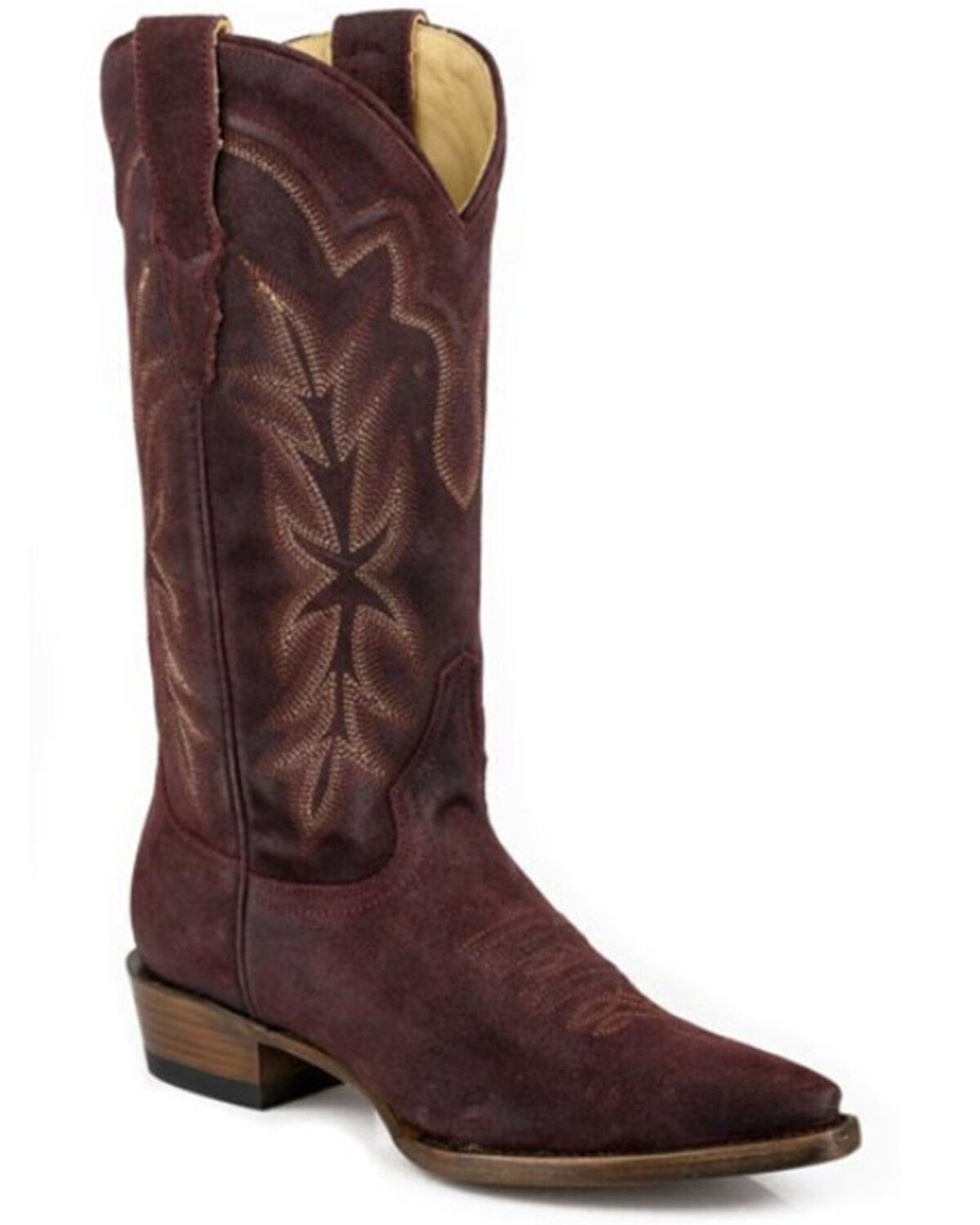 Image #1 - Stetson Women's Casey Suede Western Boots - Snip Toe, Wine, hi-res