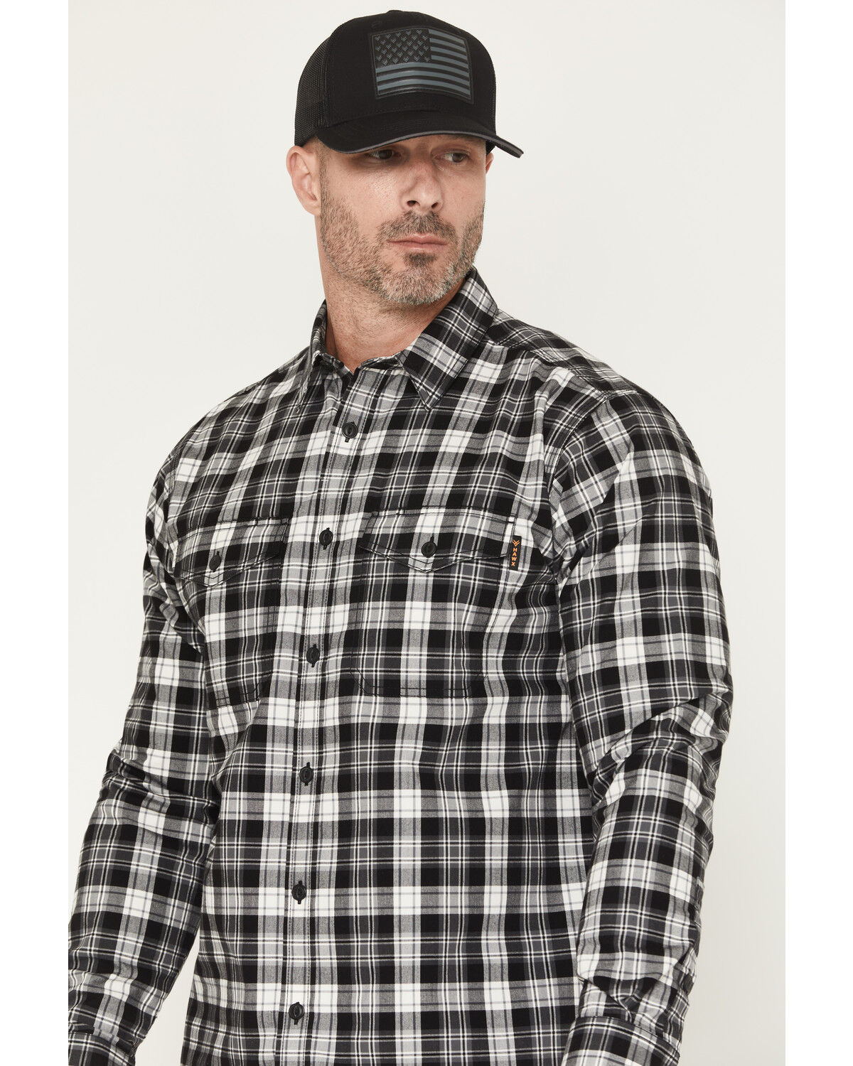 Image #2 - Hawx Men's Pike Plaid Print Long Sleeve Button-Down Flannel Shirt, Charcoal, hi-res