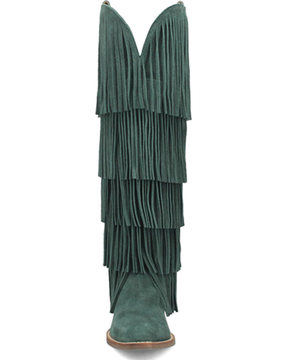 Image #4 - Dingo Women's Wild Child Suede Fringe Tall Western Boots - Snip Toe, Green, hi-res