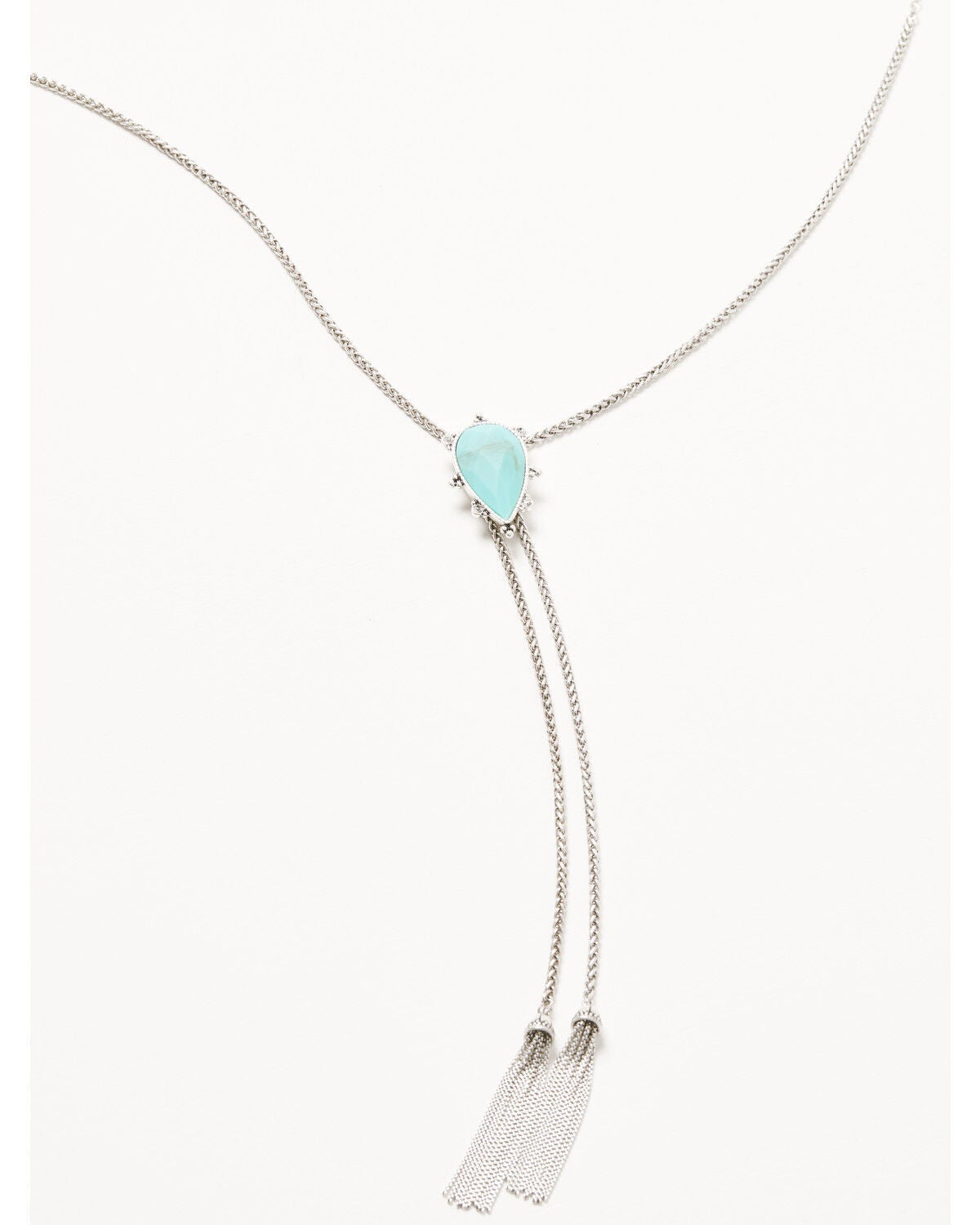 Lainey Wilson Women's Long Pear Stone Bolo, Silver, hi-res