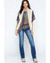 Cripple Creek Women's Crochet Knit Fur Trim Vest, Sand, hi-res