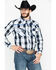 Image #1 - Cowboy Hardware Men's Block Plaid Print Long Sleeve Snap Western Shirt, , hi-res