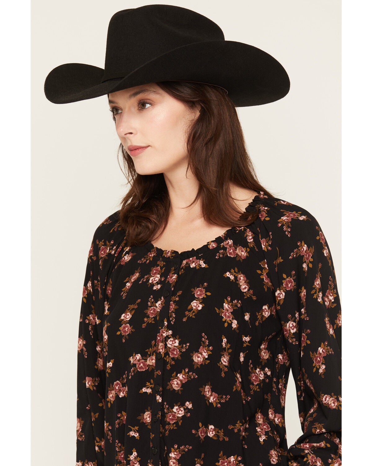 Image #2 - Saltwater Luxe Women's Nera Floral Print Long Sleeve Blouse, Black, hi-res