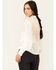 Image #4 - Shyanne Women's Color Block Western Fringe Blouse, Cream, hi-res