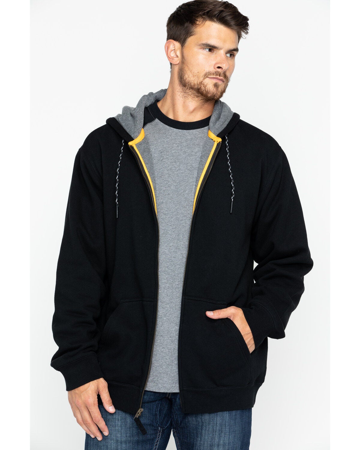 Hawx&reg; Men's Black Zip-Front Thermal Lined Hooded Jacket - Big, Black, hi-res