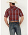 Image #7 - Ely Walker Men's Plaid Print Short Sleeve Pearl Snap Western Shirt, Red, hi-res