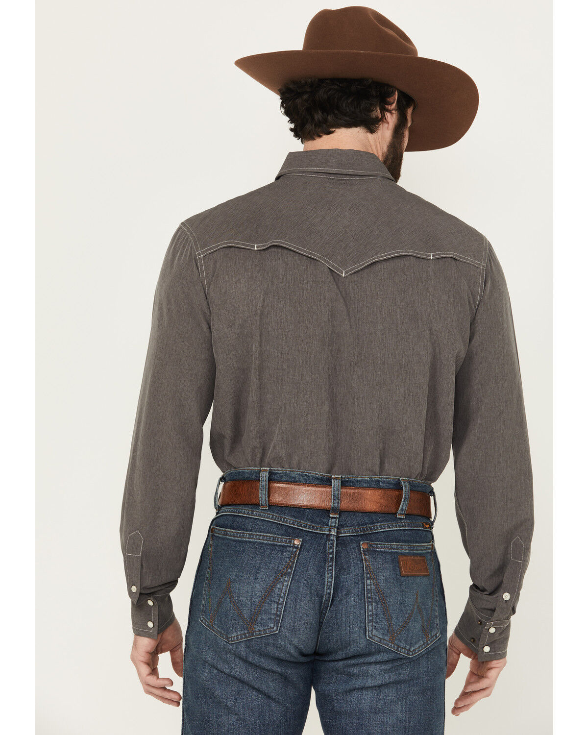 Image #4 - Cinch Men's Solid Long Sleeve Snap Performance Western Shirt, Charcoal, hi-res