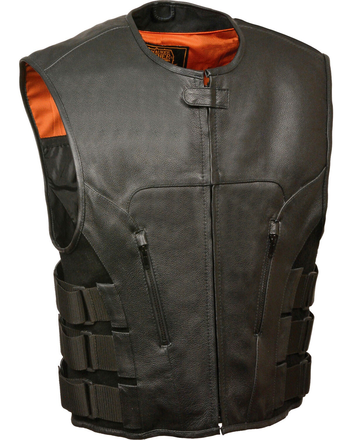 Milwaukee Leather Men's SWAT Style Zipper Front Vest - Big, Black, hi-res
