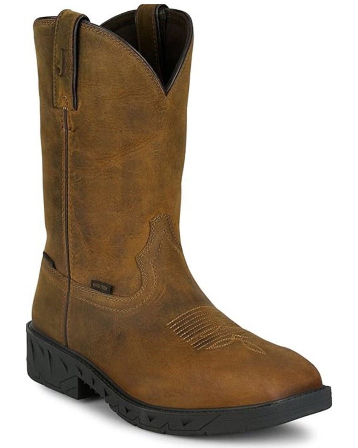 Image #1 - Justin Men's Trencher Pull-On Work Boots - Steel Toe, Brown, hi-res
