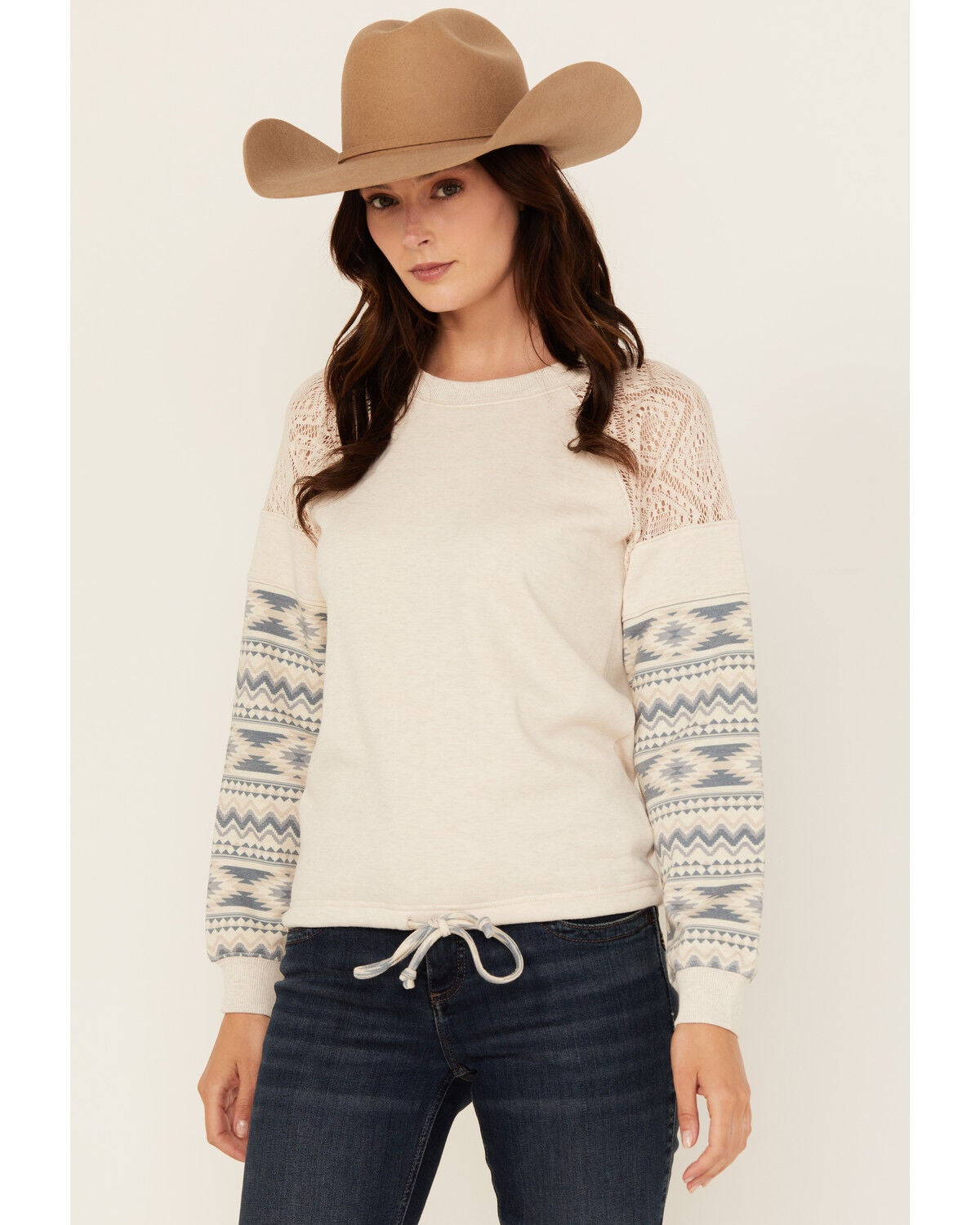 Shyanne Women's Printed Pullover Sweatshirt, Blue, hi-res