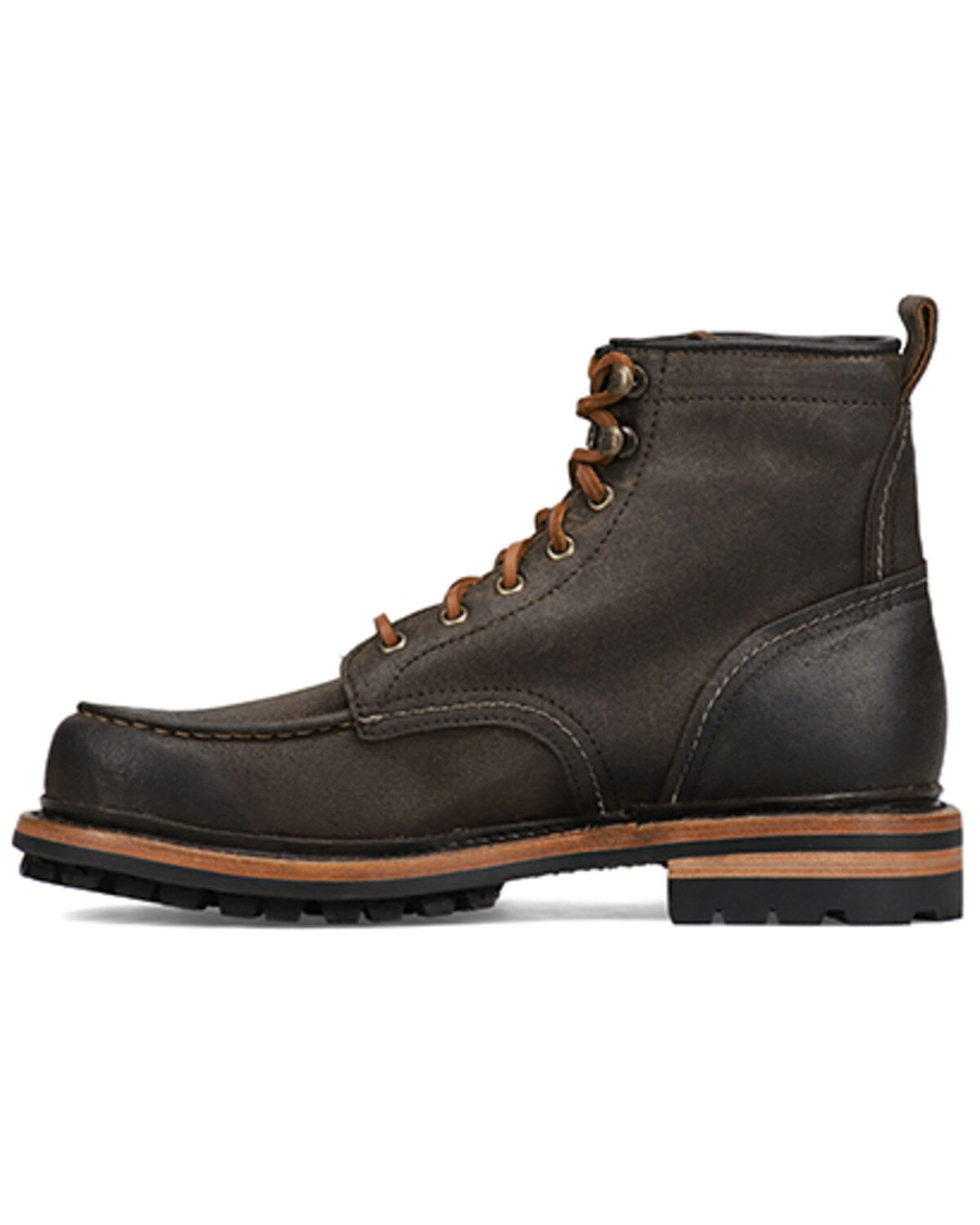 Image #3 - Frye Men's Hudson Lace-Up Work Boot - Moc Toe, Chocolate, hi-res