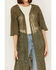 Image #3 - Shyanne Women's Geo Print Lace Short Sleeve Kimono, Olive, hi-res
