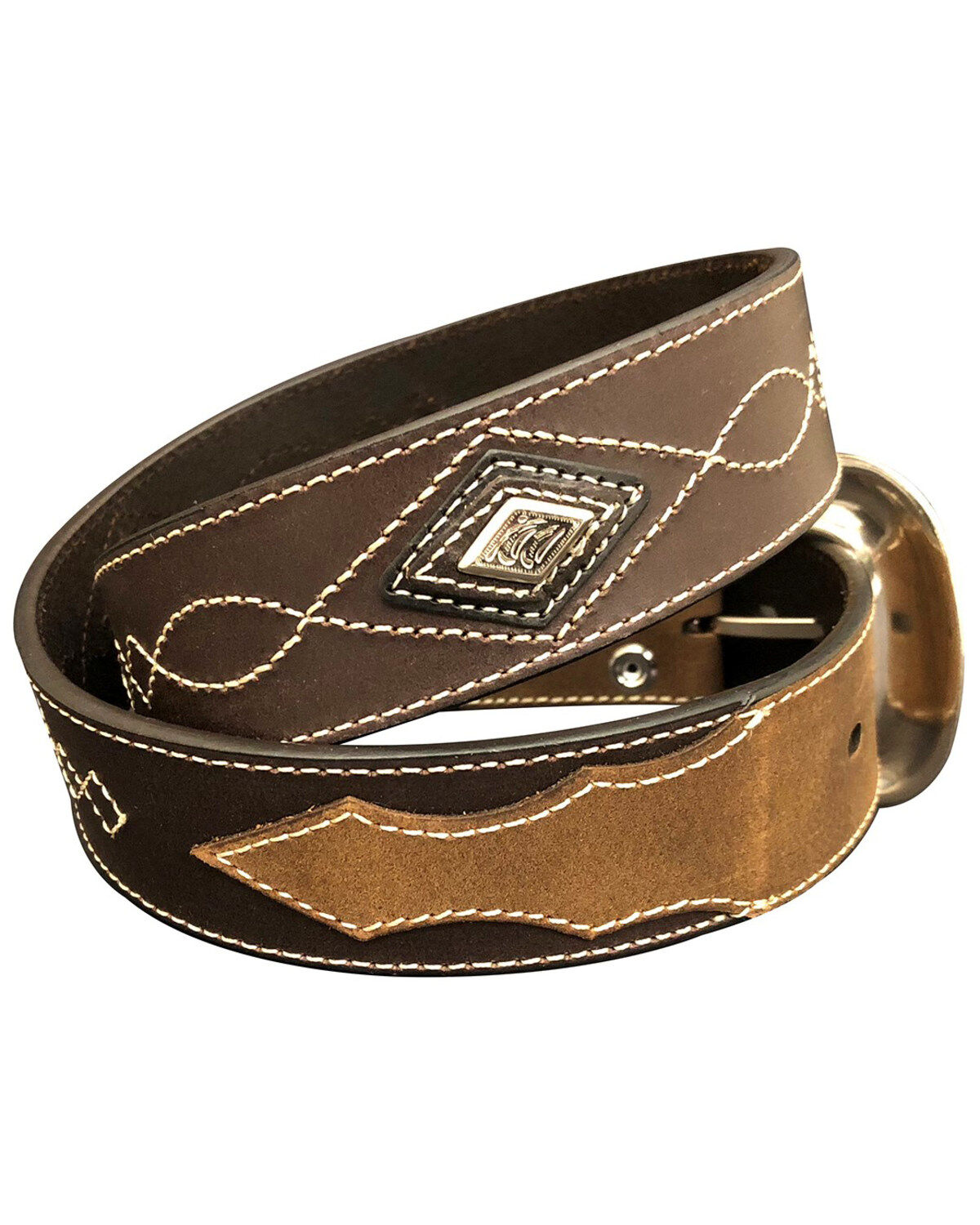 Image #2 - G-Bar-D Men's Diamond Concho Leather Belt, Brown, hi-res