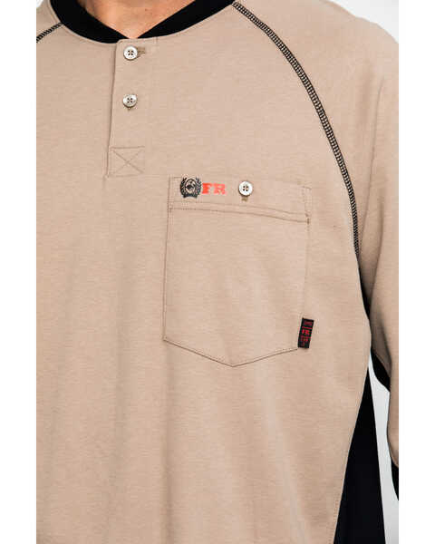 Image #4 - Cinch Men's FR Henley Long Sleeve Work T-Shirt , Beige/khaki, hi-res