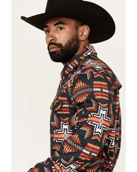 Image #2 - Rock & Roll Denim Men's Tek Southwestern Print Long Sleeve Snap Western Shirt , Black, hi-res