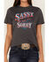 Wrangler Women's Sassy Not Sorry Short Sleeve Graphic Tee, Charcoal, hi-res