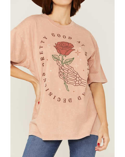 Cleo + Wolf Women's Bad Decisions Oversized Graphic Tee, Mauve, hi-res