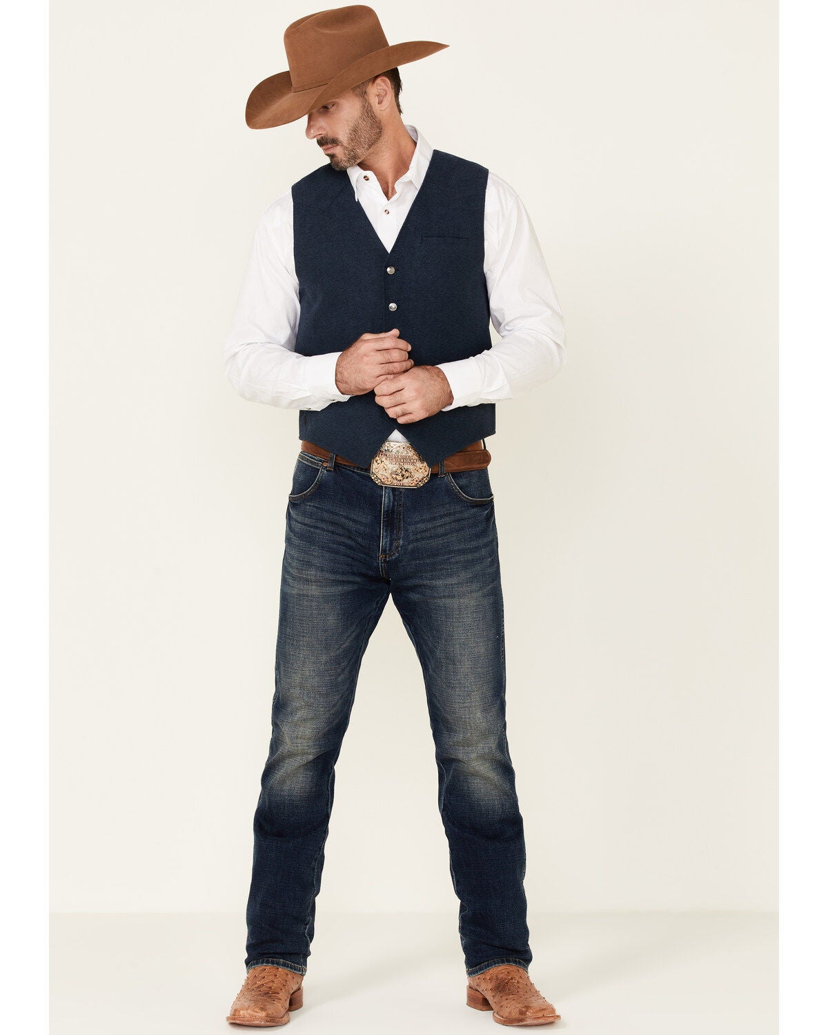 Image #2 - Cody James Men's Solid Navy Stunt Text Button-Down Vest, Navy, hi-res