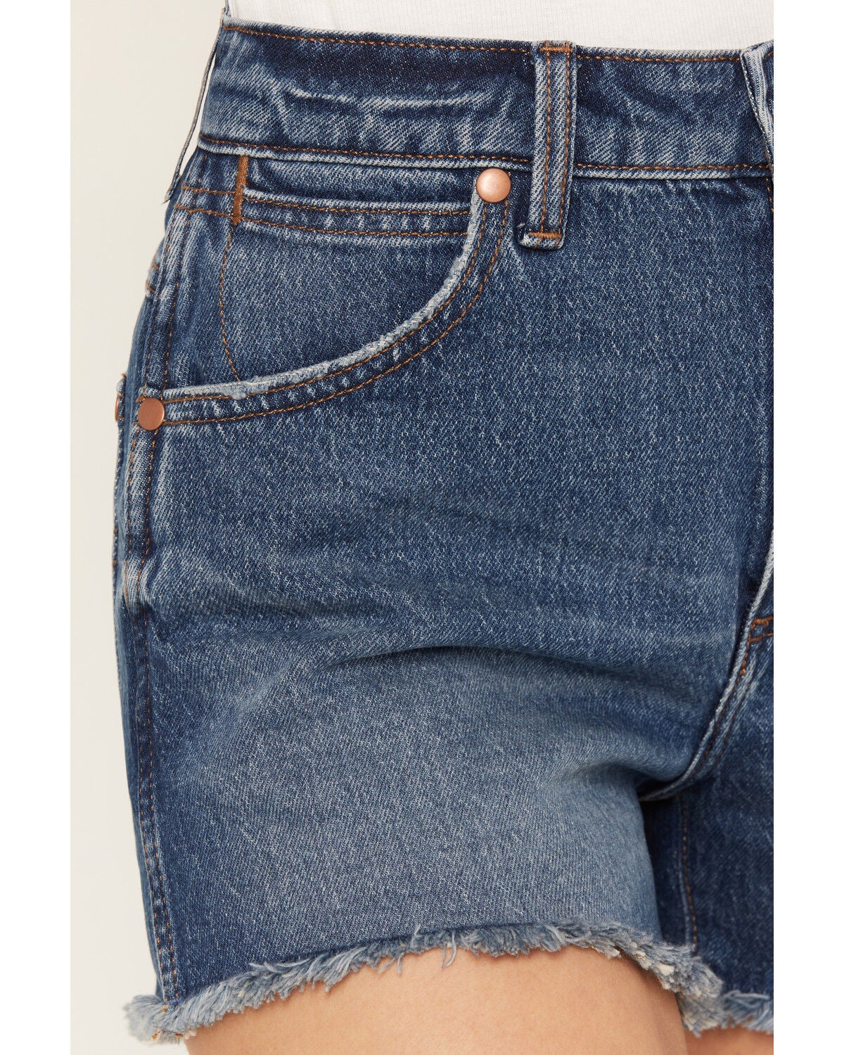 Image #2 - Wrangler Women's Juniper Dark Wash High Rise Cowboy Stretch Denim Shorts, Dark Wash, hi-res