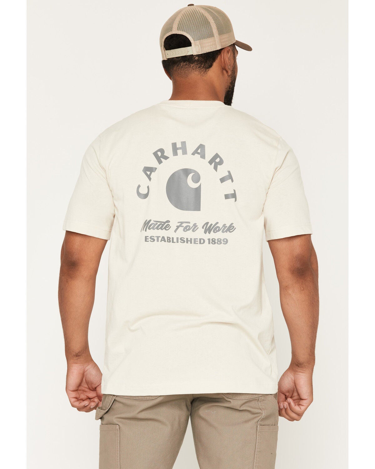 Image #1 - Carhartt Men's Logo Short Sleeve Graphic Work T-Shirt, Oatmeal, hi-res