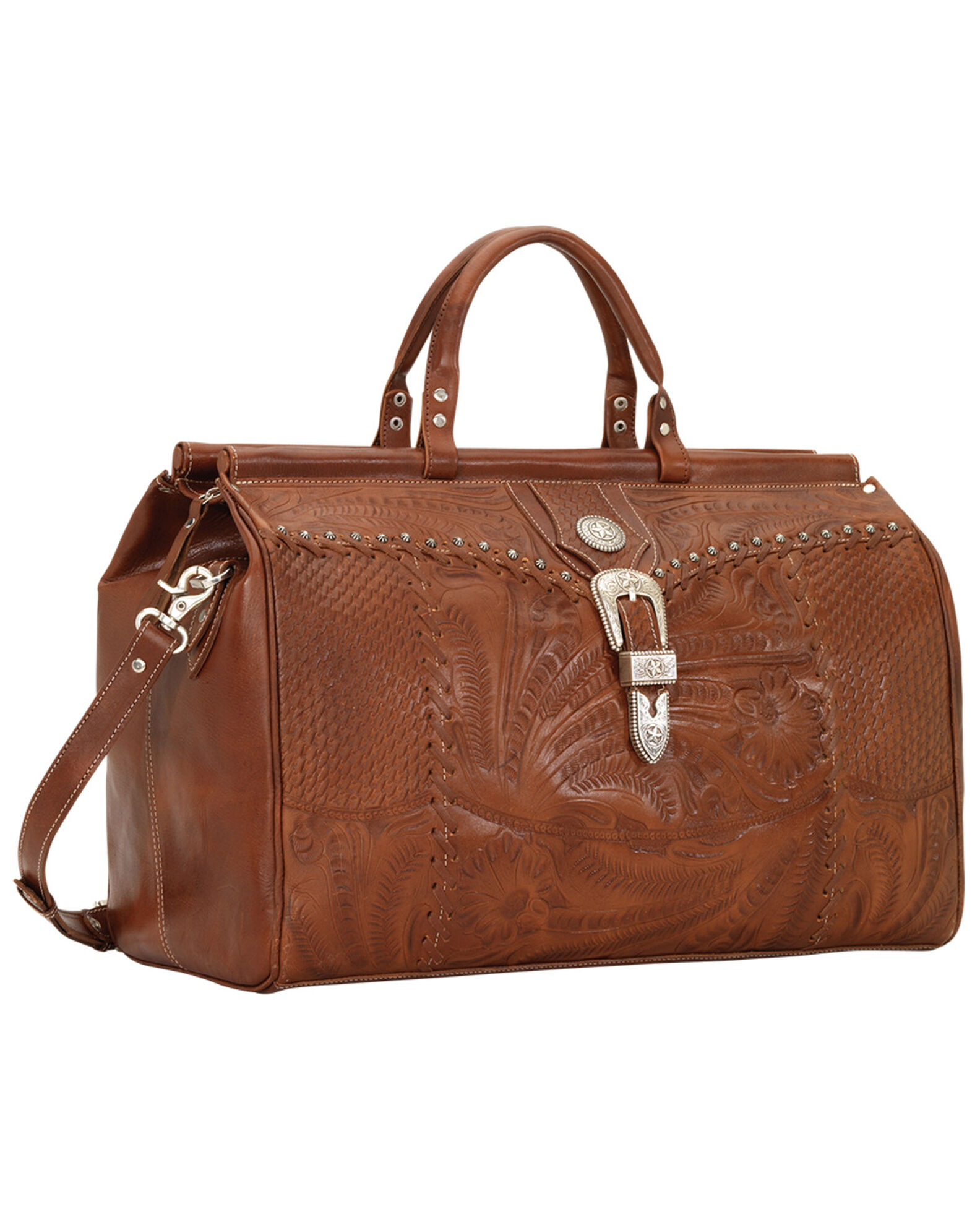 Image #4 - American West Antique Tan Leather Duffel Bag, Antique Tan, hi-res