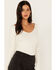 Shyanne Women's Ribbed Sweater Top, Off White, hi-res