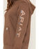 Image #3 - Ariat Women's Rebar Lightweight Logo 1/2 Zip Hooded Pullover, Brown, hi-res