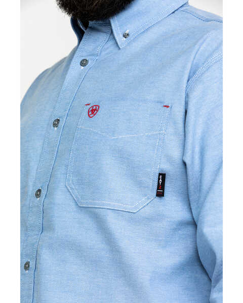 Image #3 - Ariat Men's FR Solid Durastretch Long Sleeve Work Shirt , Blue, hi-res