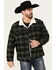 Image #1 - Levi's Men's Plaid Print Relaxed Sherpa Trucker Jacket, Dark Green, hi-res