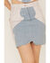 Understated Leather Women's Lil Mamma Scalloped Denim Leather Mini Skirt, Blue, hi-res