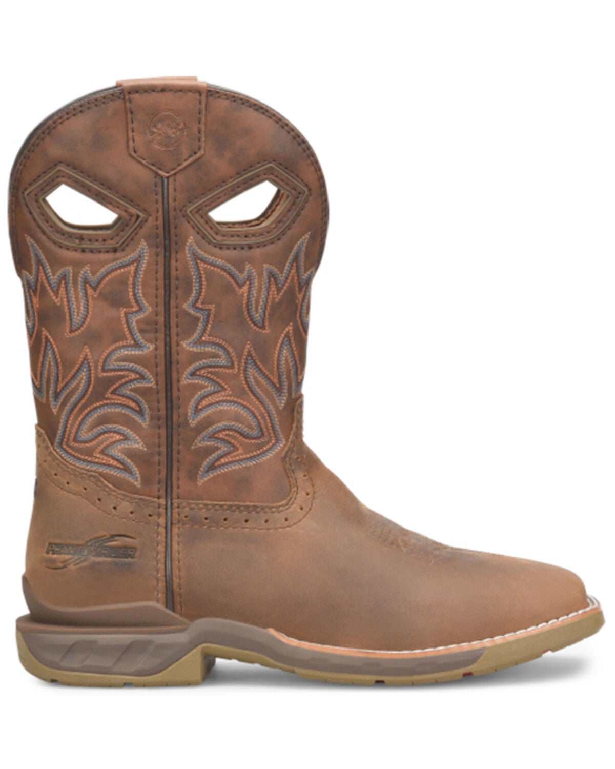 Image #2 - Double H Men's Phantom Rider Roper Pull On Work Boots - Square Toe, Brown, hi-res