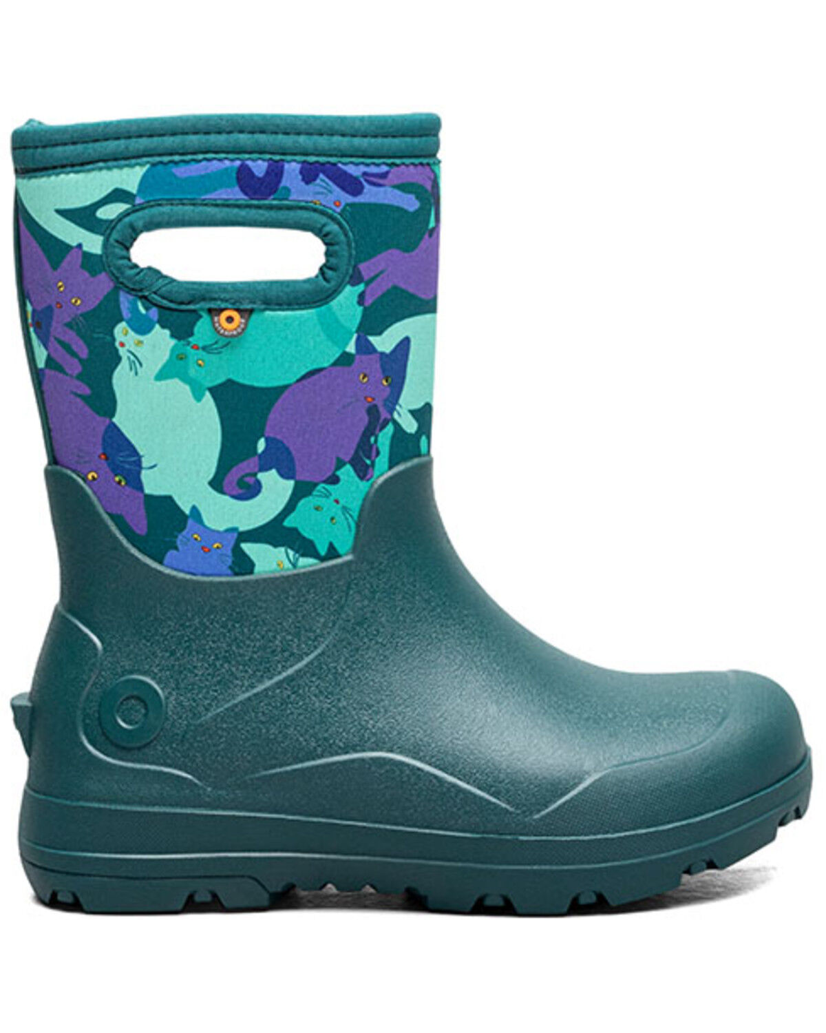 Image #2 - Bogs Girls' York Seamless Catmo Rubber Boots, Teal, hi-res
