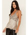 Shyanne Women's Beaded Fringe Halter Top, Pewter, hi-res