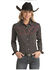 Image #1 - Panhandle Women's Card Geo Print Embroidered Long Sleeve Western Shirt - Plus , Black, hi-res