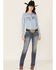 Image #4 - Kimes Ranch Women's Kaycee Denim Long Sleeve Western Pearl Snap Shirt, Dark Medium Wash, hi-res