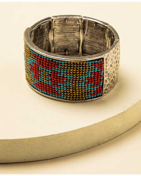 Idyllwind Women's Moondancer Aztec Beaded Bracelet, Silver, hi-res