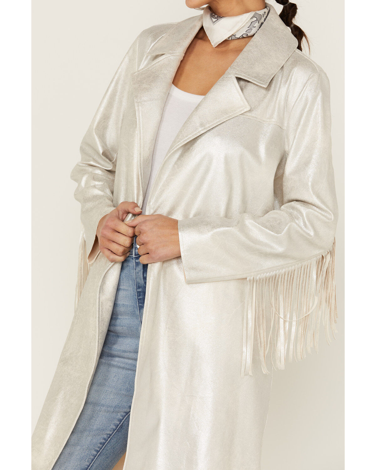 Image #2 - Shyanne Women's Fringe Back Long Blazer Coat, , hi-res