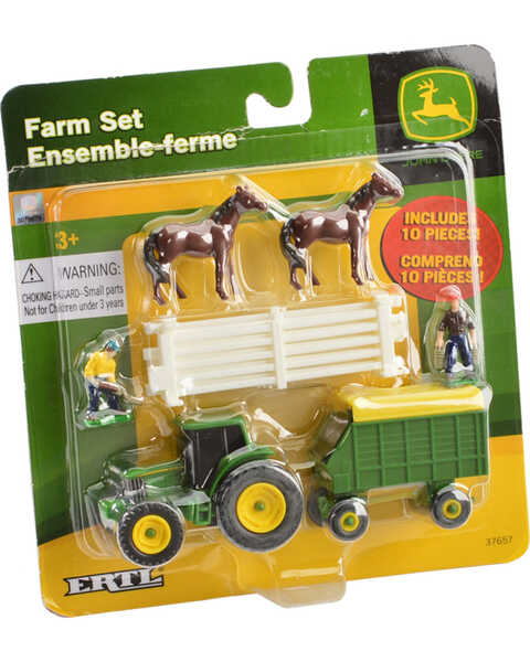 Image #2 - John Deere 10 Piece Farm Toy Set, Green, hi-res