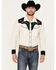 Rock & Roll Denim Men's Embroidered Floral Long Sleeve Western Stretch Snap Shirt, Natural, hi-res