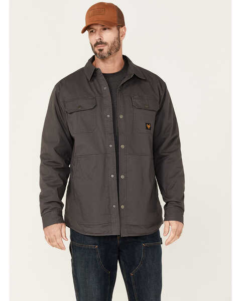 Hawx Men's Gordon Stretch Ripstop Snap-Down Work Shirt Jacket , Charcoal, hi-res