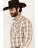 Image #2 - Wrangler 20X Men's Plaid Print Long Sleeve Snap Stretch Western Shirt, Brown, hi-res
