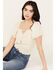 Shyanne Women's Puff Sleeve Smocked Bodice Top, Cream, hi-res