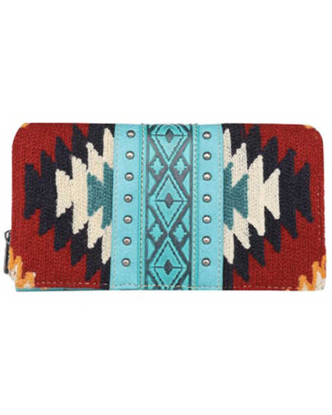 Montana West Women's Southwestern Tapestry Wallet , Turquoise, hi-res