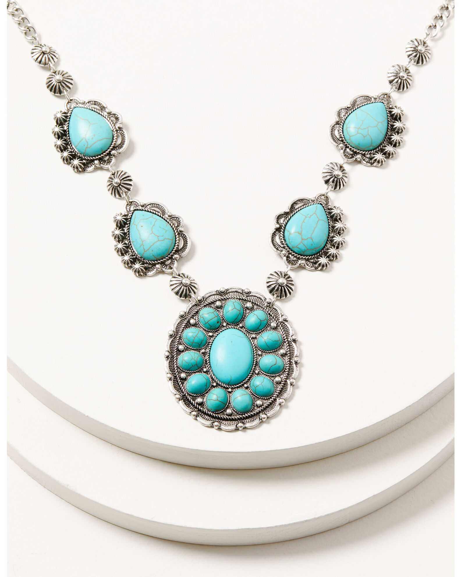 Shyanne Women's Silver & Turquoise Concho Statement Necklace