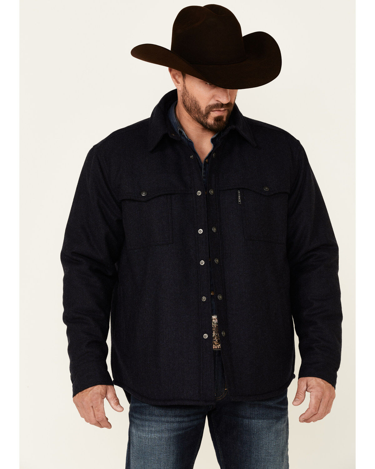 Image #1 - Outback Trading Co Men's Solid Harrison Snap-Front Jacket, Navy, hi-res
